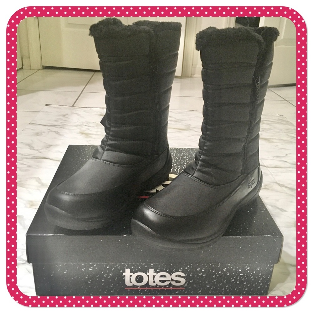 totes Women's Black Winter & Rain Tall Insulated Boots